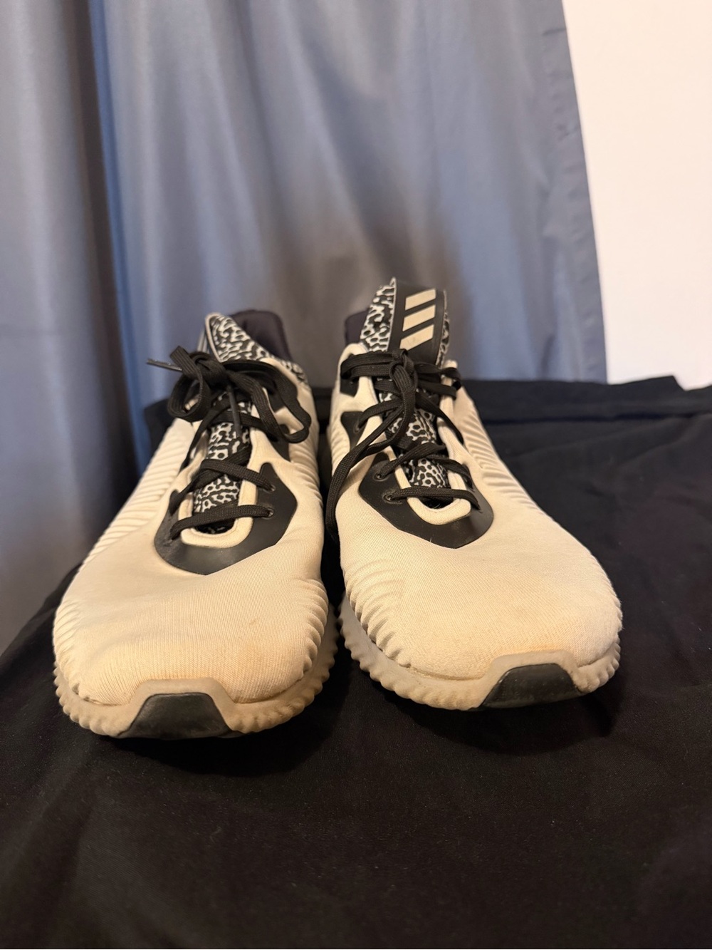 adidas Men's Athletic Sneakers in Cream and Black Patterned Tongue